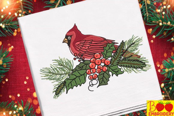 Review: Red Cardinal Bird and Fruit Embroidery Design